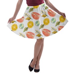 Citrus Gouache Pattern A-line Skater Skirt by EvgeniaEsenina