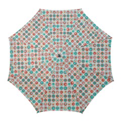 Aqua Coral Circles Golf Umbrellas by CuteKingdom