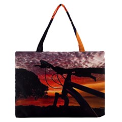 Mountain Bike Parked At Waterfront Park003 Zipper Medium Tote Bag by dflcprintsclothing