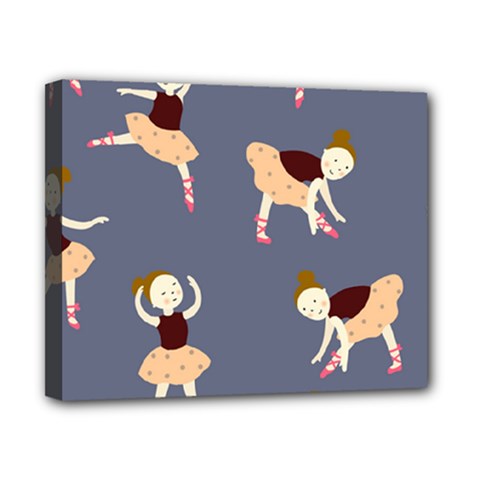 Cute  Pattern With  Dancing Ballerinas On The Blue Background Canvas 10  X 8  (stretched) by EvgeniiaBychkova