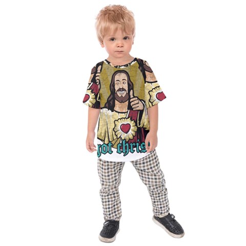 Buddy Christ Kids  Raglan Tee by Valentinaart