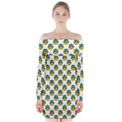 Holiday Pineapple Long Sleeve Off Shoulder Dress by Sparkle