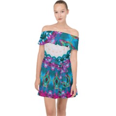 Peacock Off Shoulder Chiffon Dress by LW323