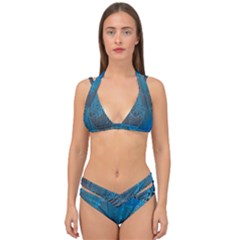 Feathery Blue Double Strap Halter Bikini Set by LW323