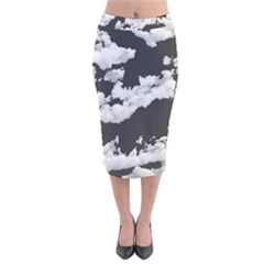 Cumulus Abstract Design Velvet Midi Pencil Skirt by dflcprintsclothing