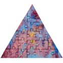 Abstract marbling art print Wooden Puzzle Triangle View1