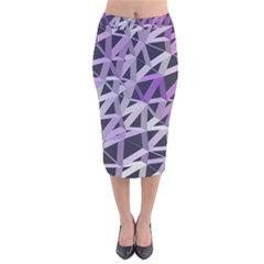 3d Lovely Geo Lines  Iv Velvet Midi Pencil Skirt by Uniqued