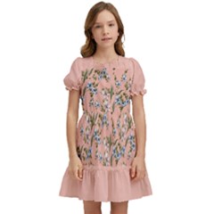 Flower Peach Blossom Kids  Puff Sleeved Dress by flowerland