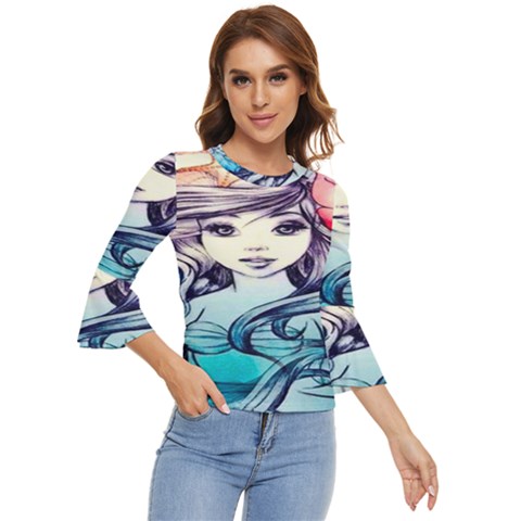 Beautifull Ariel Little Mermaid  Painting Bell Sleeve Top by artworkshop