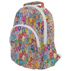 Floral Flowers Rounded Multi Pocket Backpack by artworkshop