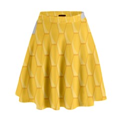 Hexagons Yellow Honeycomb Hive Bee Hive Pattern High Waist Skirt by artworkshop