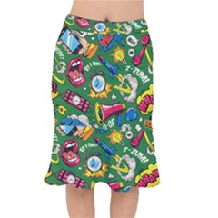 Cartoon Pattern Short Mermaid Skirt by designsbymallika