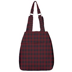 Black Red Small Plaids Center Zip Backpack by ConteMonfrey