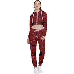 Doodles Maroon Cropped Zip Up Lounge Set by nateshop