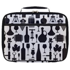 Wine Pattern Black White Full Print Lunch Bag by Jancukart