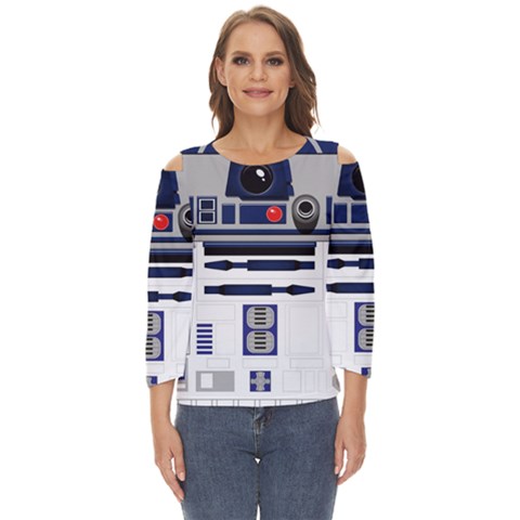 Robot R2d2 R2 D2 Pattern Cut Out Wide Sleeve Top by Jancukart