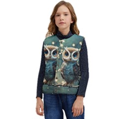 Owl Bird Bird Of Prey Ornithology Animal Kid s Short Button Up Puffer Vest	 by Pakemis