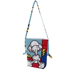 Rays Smoke Pop Art Style Vector Illustration Folding Shoulder Bag by Pakemis