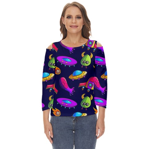 Space Pattern Cut Out Wide Sleeve Top by Pakemis