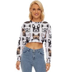 Dog French Bulldog Seamless Pattern Face Head Lightweight Long Sleeve Sweatshirt by Pakemis