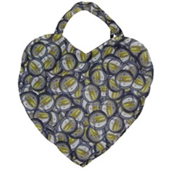 Gong Instrument Motif Pattern Giant Heart Shaped Tote by dflcprintsclothing