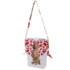 Vizsla Gifts T- Shirt Cool Vizsla Valentine Heart Paw Vizsla Dog Lover Valentine Costume T- Shirt Folding Shoulder Bag by maxcute