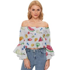 Fruit! Off Shoulder Flutter Bell Sleeve Top by fructosebat