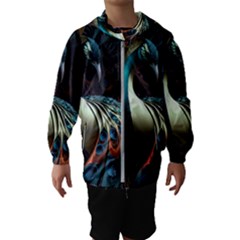 Peacock Bird Feathers Colorful Texture Abstract Kids  Hooded Windbreaker by Pakemis