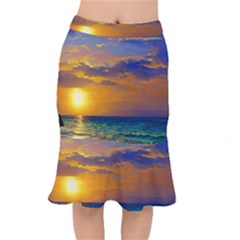 Nature Sunset Short Mermaid Skirt by GardenOfOphir