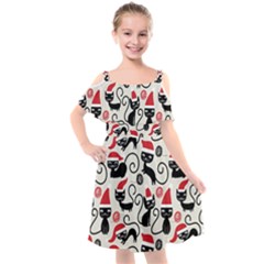 Cute Christmas Seamless Pattern Vector Kids  Cut Out Shoulders Chiffon Dress by Semog4