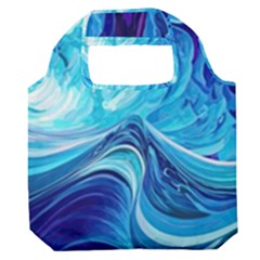 Tsunami Waves Ocean Sea Nautical Nature Abstract Blue Water Premium Foldable Grocery Recycle Bag by Jancukart