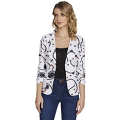 Dog Pattern Women s One-button 3/4 Sleeve Short Jacket by Salman4z