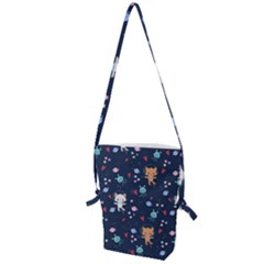 Cute-astronaut-cat-with-star-galaxy-elements-seamless-pattern Folding Shoulder Bag by Salman4z