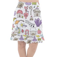 Fantasy-things-doodle-style-vector-illustration Fishtail Chiffon Skirt by Salman4z