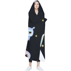 Cute-owl-doodles-with-moon-star-seamless-pattern Wearable Blanket by Salman4z