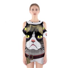 Grumpy Cat Shoulder Cutout One Piece Dress by Mog4mog4