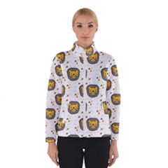 Lion Heads Pattern Design Doodle Women s Bomber Jacket by Mog4mog4