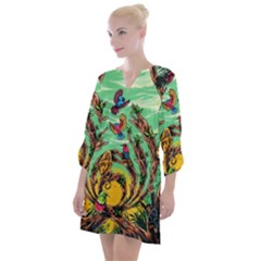 Monkey Tiger Bird Parrot Forest Jungle Style Open Neck Shift Dress by Grandong