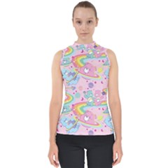 Bears Kawaii Pattern Mock Neck Shell Top by Cowasu