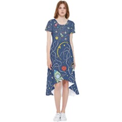 Cat Cosmos Cosmonaut Rocket High Low Boho Dress by Cowasu