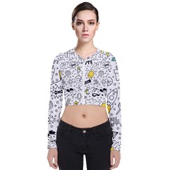 Set-cute-colorful-doodle-hand-drawing Long Sleeve Zip Up Bomber Jacket by uniart180623