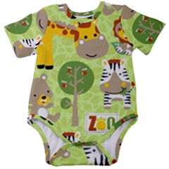 Funny-animals-cartoon Baby Short Sleeve Bodysuit by uniart180623