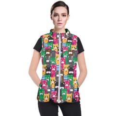 Cat Funny Colorful Pattern Women s Puffer Vest by uniart180623