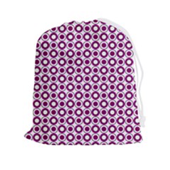 Mazipoodles Magenta White Donuts Polka Dot Drawstring Pouch (2xl) by Mazipoodles