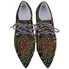 Circuit Hexagonal Geometric Pattern Background Pattern Pointed Oxford Shoes by Ndabl3x