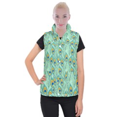 Lovely Peacock Feather Pattern With Flat Design Women s Button Up Vest by Simbadda