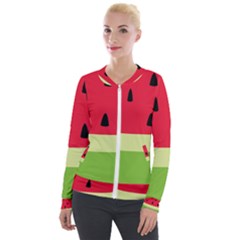 Watermelon Fruit Food Healthy Vitamins Nutrition Velvet Zip Up Jacket by pakminggu