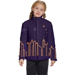 Skyscraper Town Urban Towers Kids  Puffer Bubble Jacket Coat by pakminggu