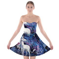 Unicorn Starry Night Print Van Gogh Strapless Bra Top Dress by Sarkoni