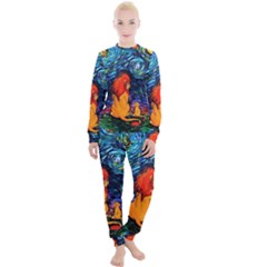 Lion Art Starry Night Van Gogh Women s Lounge Set by Sarkoni